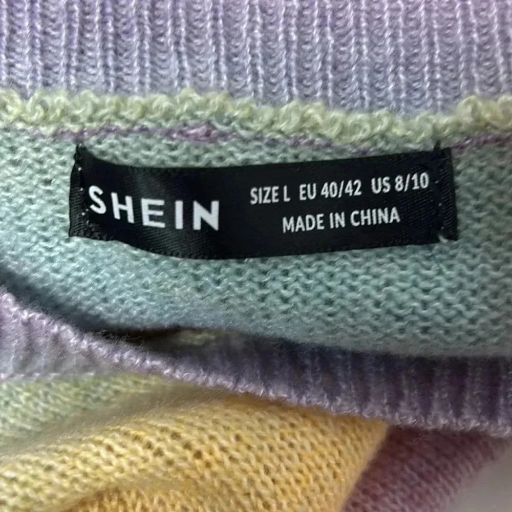 SHEIN  size large, short sleeve knit, rainbow ombre top - Picture 5 of 6